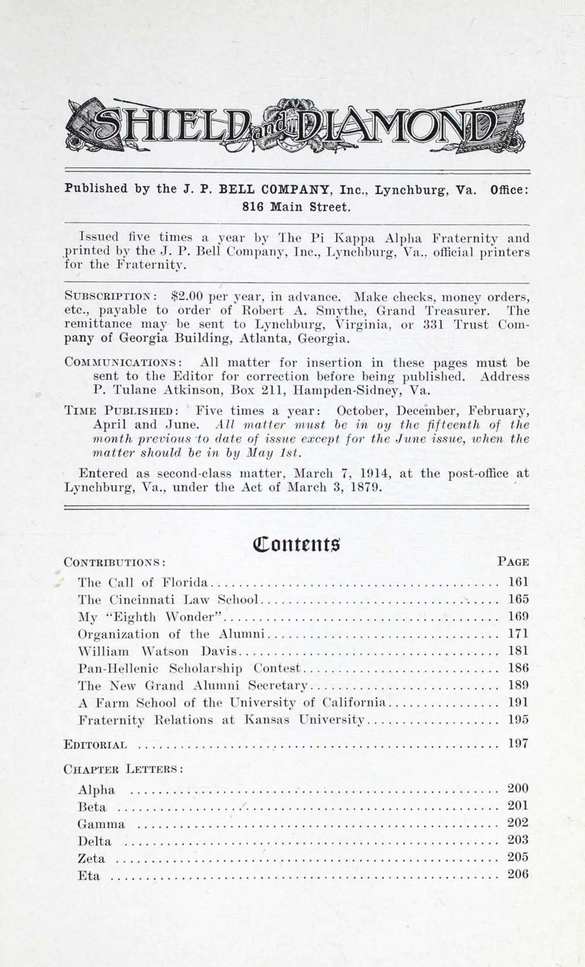 Shield and Diamond, Vol. 26, No. 2, December 1916